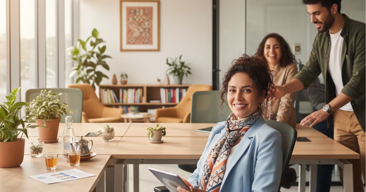 Business meeting in Algeria focusing on employee wellness and productivity